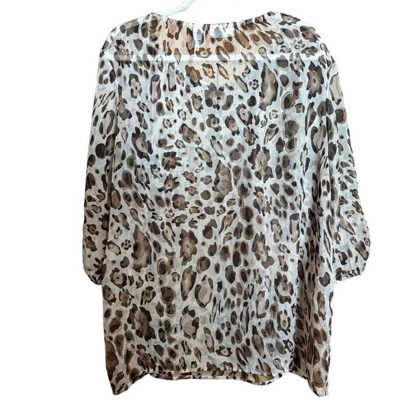 Chicos Top Womens XL Multicolor Animal Print Sheer Blouse Ladies - Picture 6 of 6